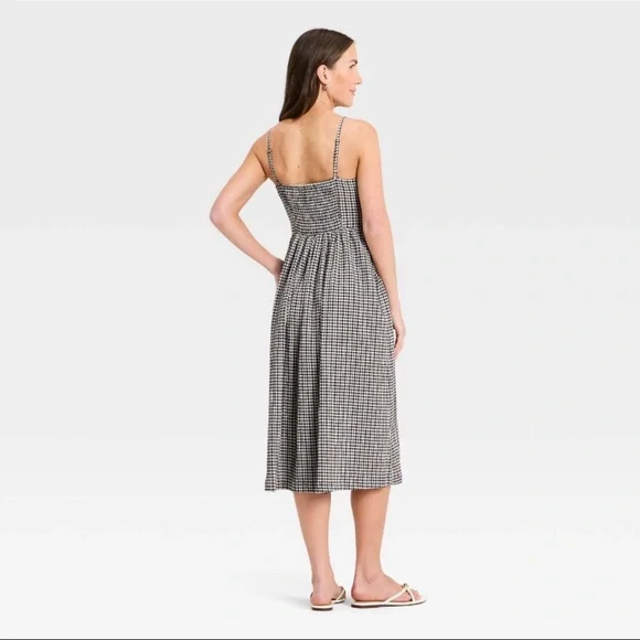 Women's Textured Corset Midi Dress - A New Day™ Black Gingham 6 - Picture 2 of 8
